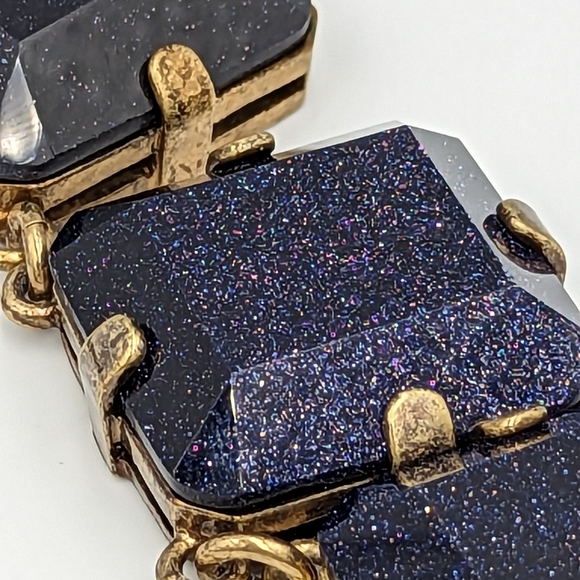 Huge Blue Goldstone Venetian Glass Haute Couture Runway RIVIERE NECKLACE - Picture 6 of 14